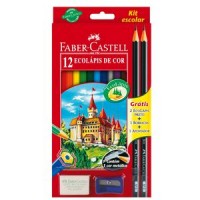 lapis de cor das faber-casteel c/ 12 unidade  + lapis+1 borracha+apontador